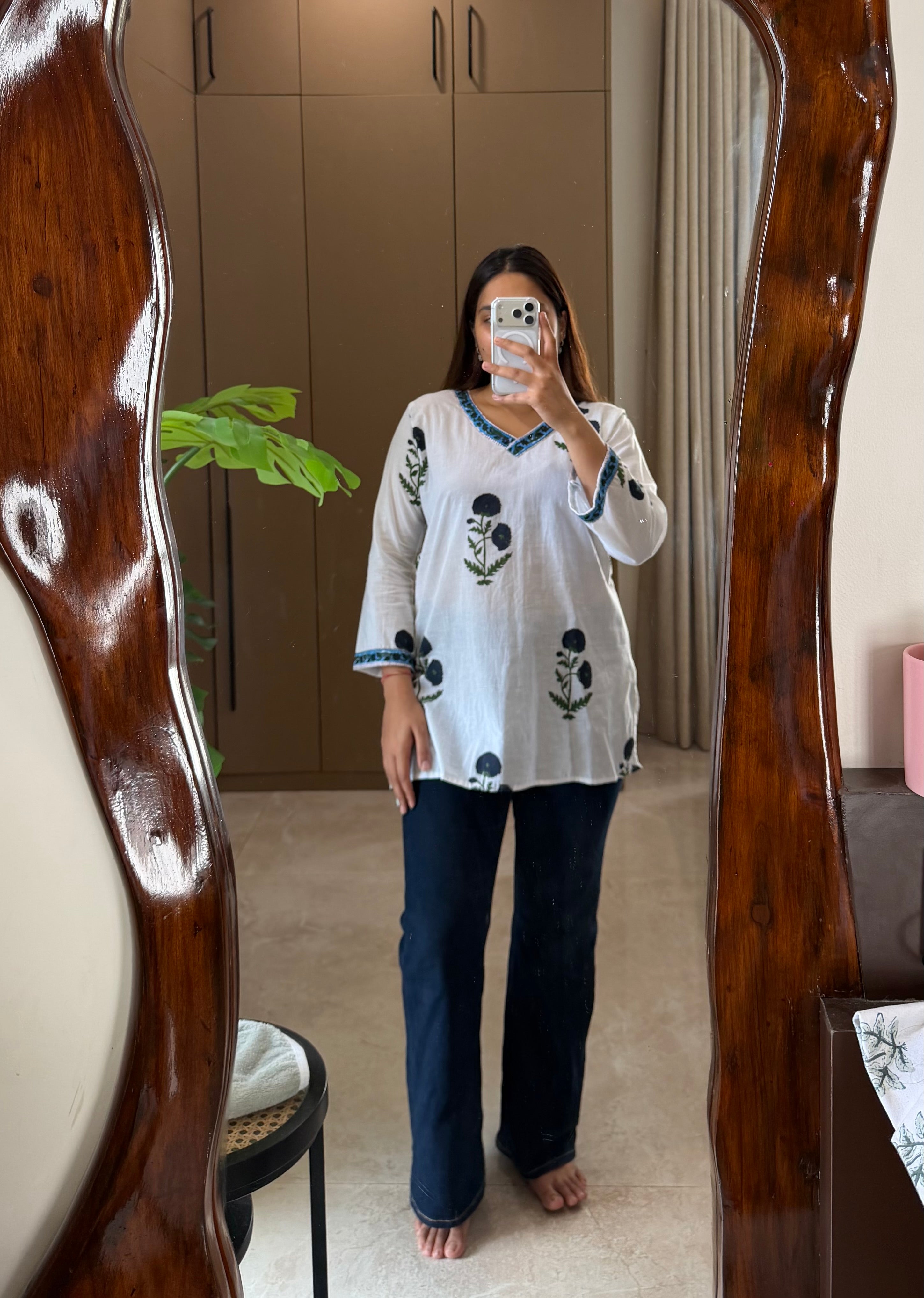 Blue Booti short kurti