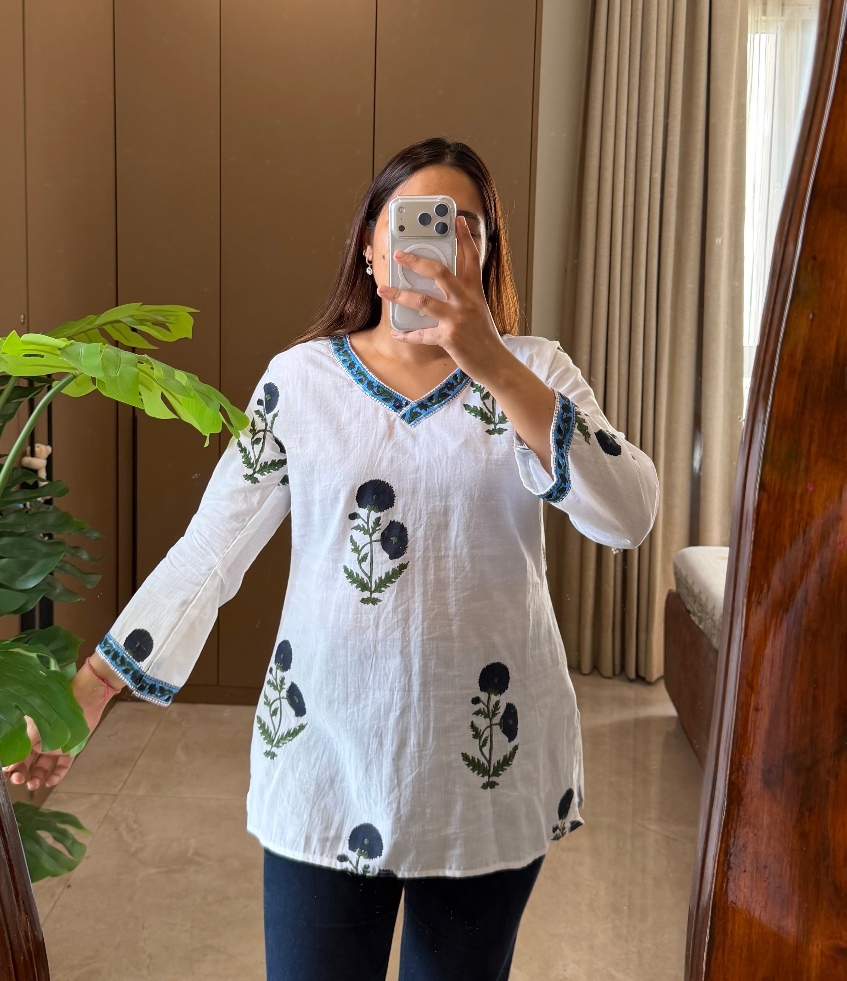 Blue Booti short kurti