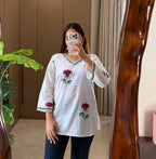 Red Booti short kurti